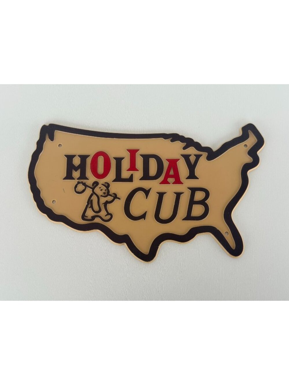Vintage Holiday Rambler Cub USA Map-Shaped Plastic Camper Trailer Embossed Sign